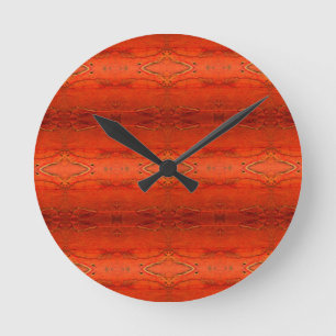 Horloge Ronde Motif aztèque orange