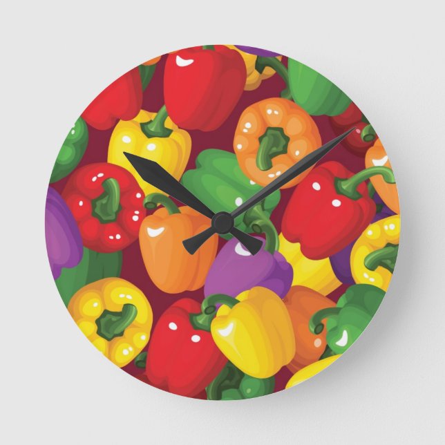 Horloge Ronde Motif Bell Pepper (Recto)