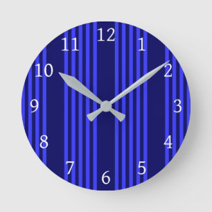 Horloge Ronde Motif bleu cinq bandes