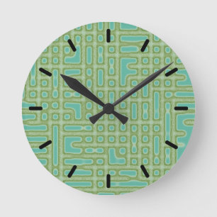 Horloge Ronde Motif bleu vert