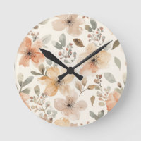Motif botanique aquarelle floral pêche beige