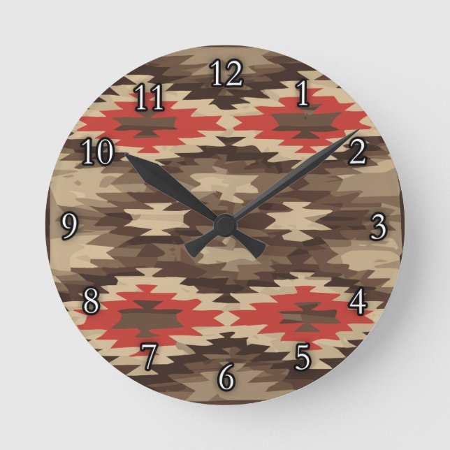 Horloge Ronde Motif Brown/Terra Cotta (Recto)
