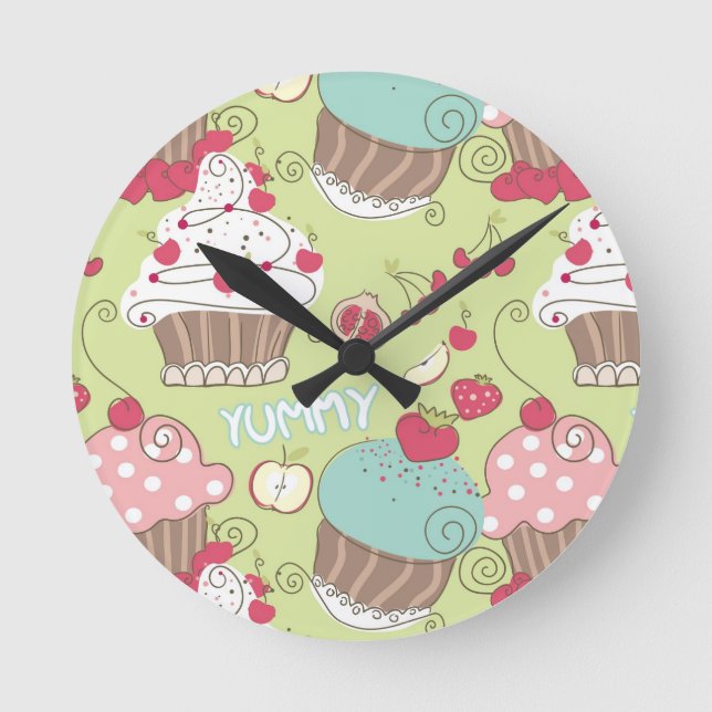 Horloge Ronde Motif Cupcake (Recto)