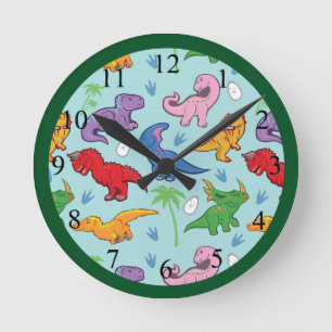 Horloge Ronde Motif Cute Dinosaur