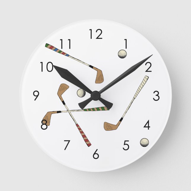 Horloge Ronde Motif de balle du club de golf moderne blanc (Recto)
