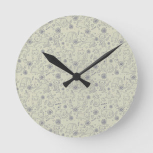 Horloge Ronde Motif de bande dessinée avec les chats drôles