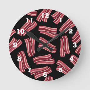 Horloge Ronde Motif de bandes de lard