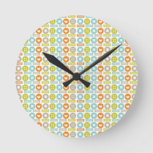 Horloge Ronde Motif de boutons tendance
