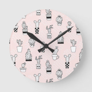 Horloge Ronde Motif de Cactus à main fine