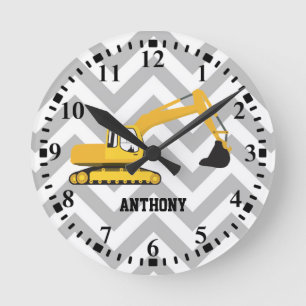 Horloge Ronde Motif de camion de construction d'excavateur perso
