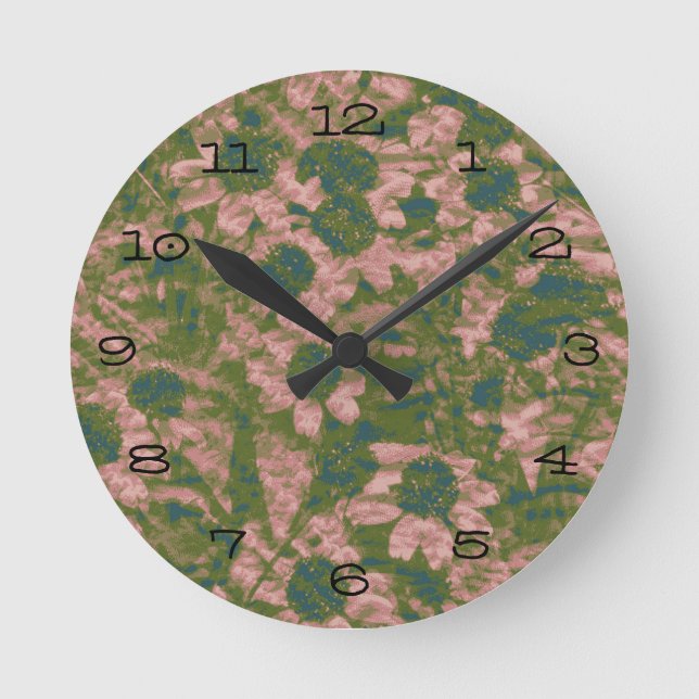 Horloge Ronde Motif de camouflage de fleur (Recto)