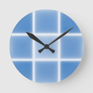 Horloge Ronde Motif de carreaux en grille bleu doux