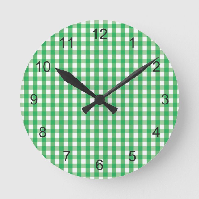 Horloge Ronde Motif de chèques En vichy verts (Recto)