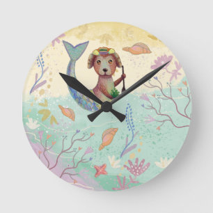Horloge Ronde motif de chien de sirène