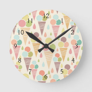 Horloge Ronde Motif de cornets de crème glacée