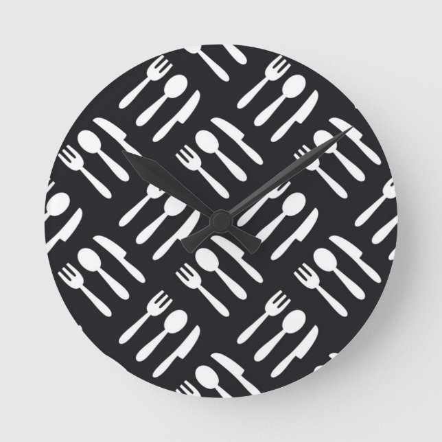 Horloge Ronde Motif de couteau à fourche (Recto)