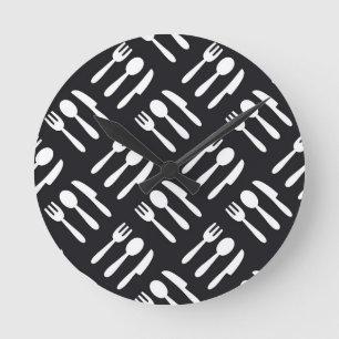 Horloge Ronde Motif de couteau de cuillère de fourchette