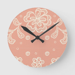 Horloge Ronde Motif de dentelle, cru 4 de fleur