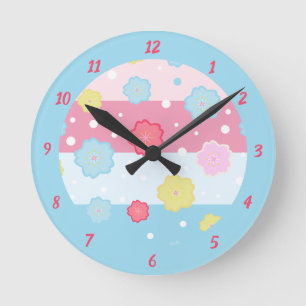 Horloge Ronde Motif de design pastel coloré amusant et mignon