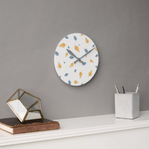 Horloge Ronde Motif de feuilles minimaliste beige pastel clair