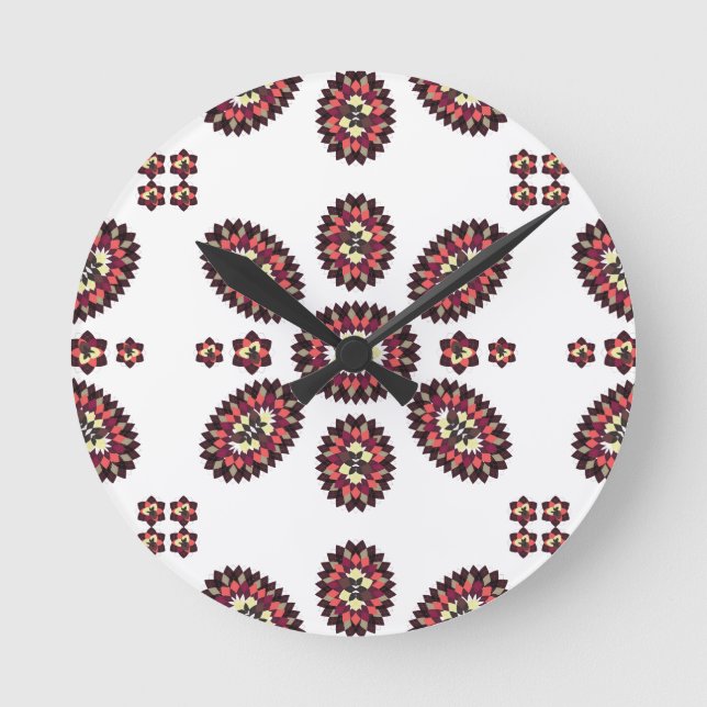 Horloge Ronde Motif de fleur de mandala (Recto)