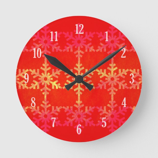 Horloge Ronde Motif de flocon de Noël (Recto)