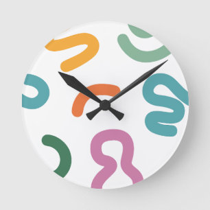 Horloge Ronde Motif de formes abstraites colorées