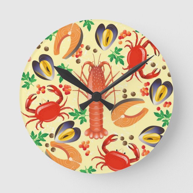 Horloge Ronde Motif de fruits de mer (Recto)