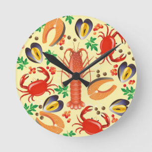 Horloge Ronde Motif de fruits de mer