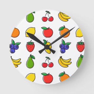 Horloge Ronde Motif de fruits mélangés colorés
