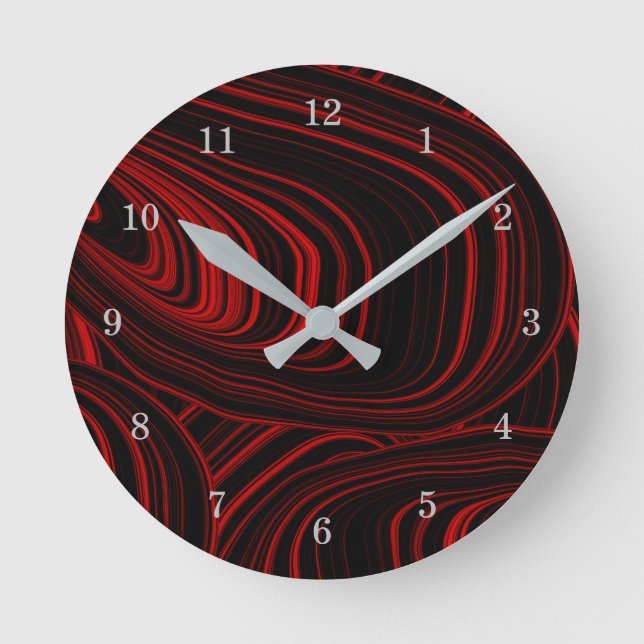 Horloge Ronde Motif de géoode Abstrait rouge moderne (Recto)