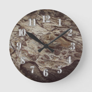 Horloge Ronde Motif de grains de bois franc Photo de bois rustiq