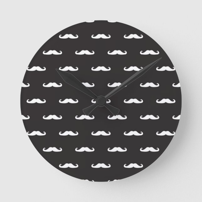 Horloge Ronde Motif de hipsters de Moustache (Recto)