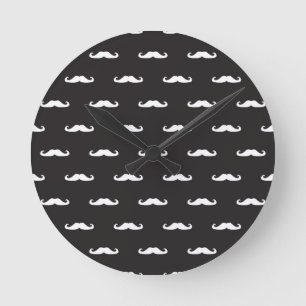 Horloge Ronde Motif de hipsters de Moustache