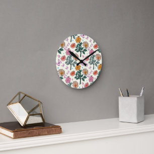 Horloge Ronde Motif de jardin floral papillon