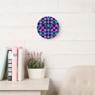 Horloge Ronde Motif de jardin papillon pastel Cottagecore