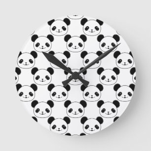 Horloge Ronde Motif De Kawaii Panda En Noir Et Blanc