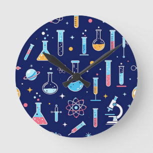 Horloge Ronde Motif de laboratoire scientifique coloré de chimie
