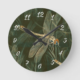 Horloge Ronde Motif de libellules majestueux