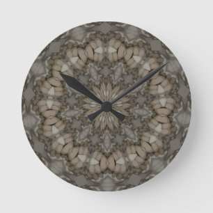 Horloge Ronde Motif de mandala aux tons naturels de la Terre