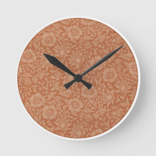 Horloge Ronde Motif de Mauve de William Morris : Floral Terracot