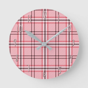 Horloge Ronde Motif de mode rose et gris