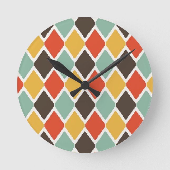Horloge Ronde Motif de mode tribal ikat moderne (Recto)
