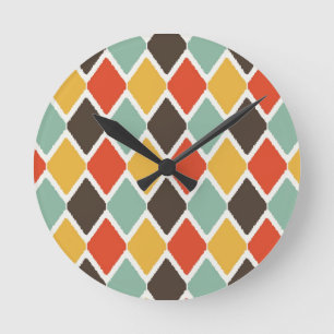Horloge Ronde Motif de mode tribal ikat moderne