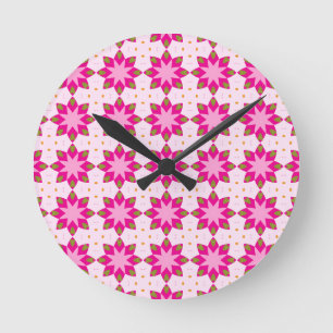 Horloge Ronde Motif de mosaïque à pétales roses