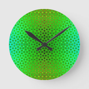 Horloge Ronde Motif de mosaïque psychédélique verte