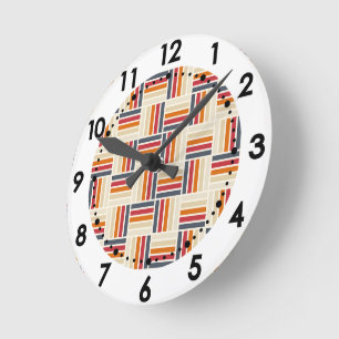 Horloge Ronde Motif de patchwork Heritage Grid sans couture