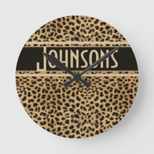 Horloge Ronde Motif de points Leopard