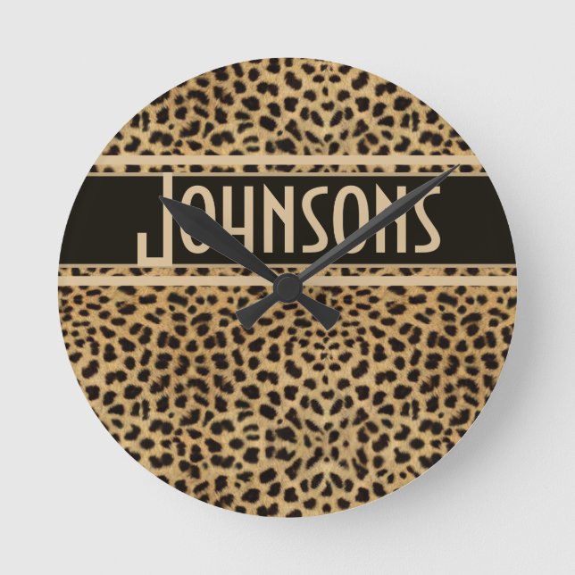 Horloge Ronde Motif de points Leopard (Recto)