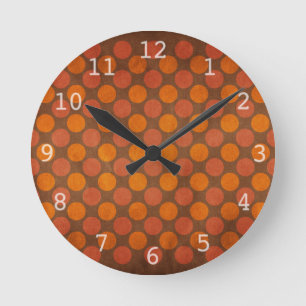 Horloge Ronde Motif de points rétro vintage orange